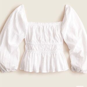 J.Crew Puff-sleeve textured cotton top. Never worn, with tag.